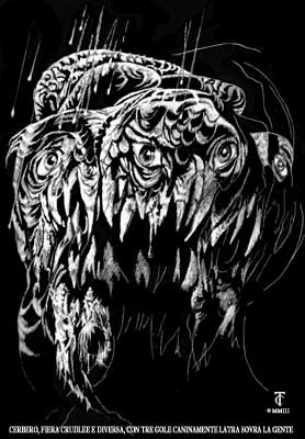 The Weird and Savage Cerberus - Dante's Inferno Art by E. Thor Carlson